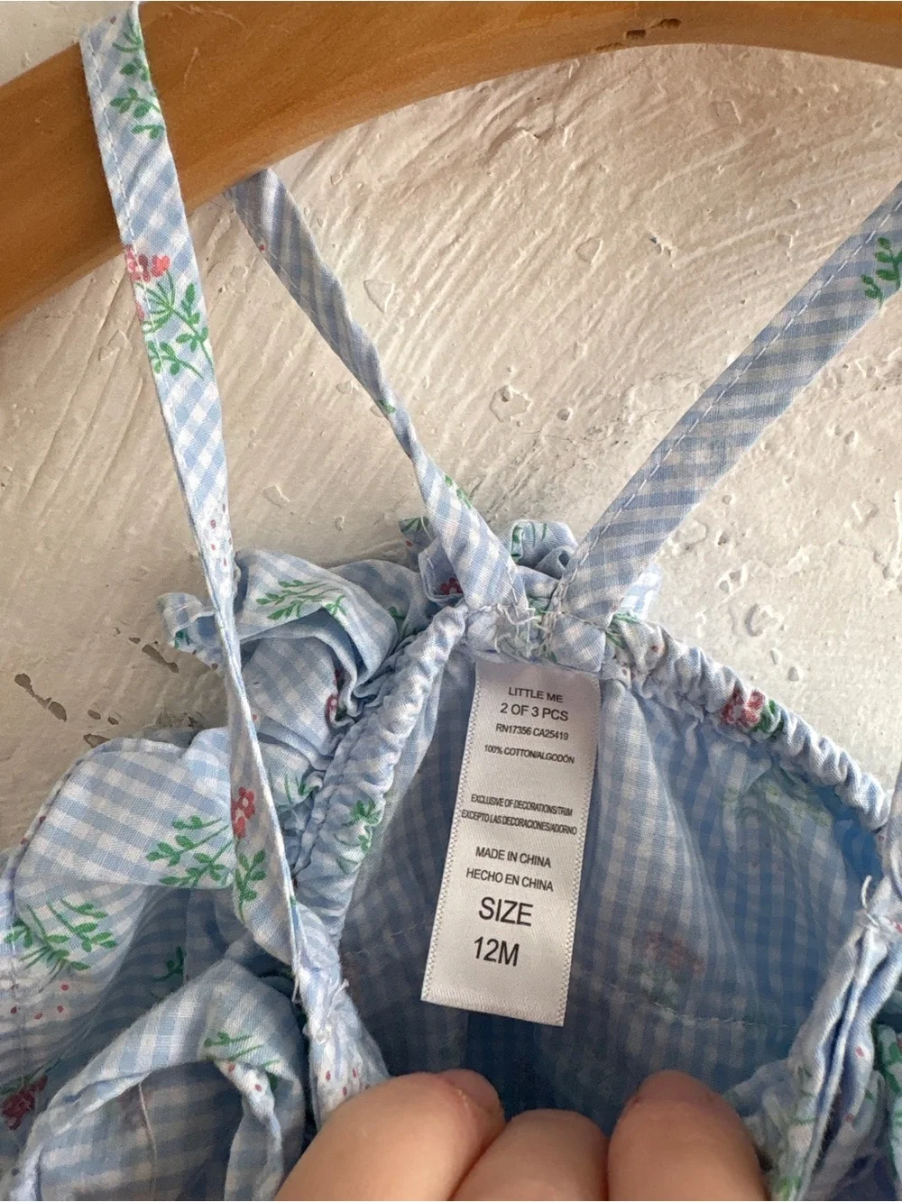 100% cotton gingham ruffled bodysuit